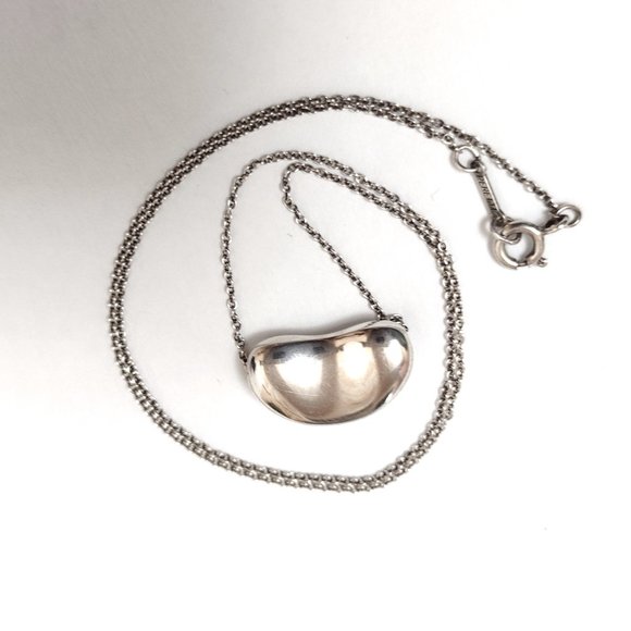 Tiffany Elsa Peretti Bean 18mm Necklace & 9mm Earrings Set Sterling Silver 925 - Picture 10 of 12